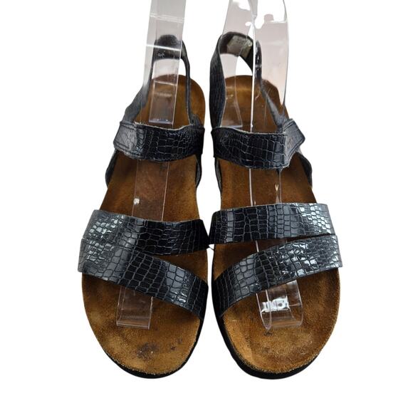 Naot Kayla Sandals Womens 8 8.5 39 Black Reptile Embossed Adjustable Straps - Picture 5 of 11